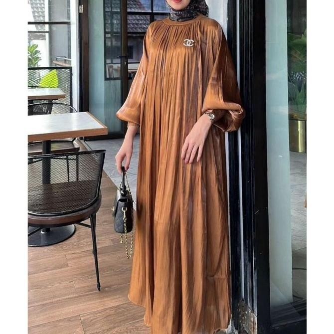 GAMIS PESTA JUMBO LD 130 AMEENA DRESS GAMIS SHIMMER SILK PREMIUM