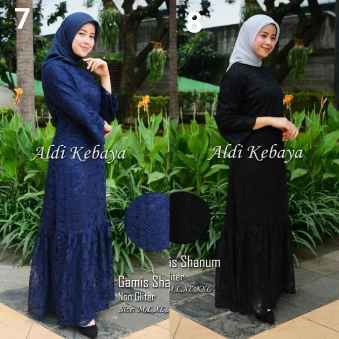 KEBAYA MODERN BRUKAT GAMIS SHANUM NAVY DAN HITAM