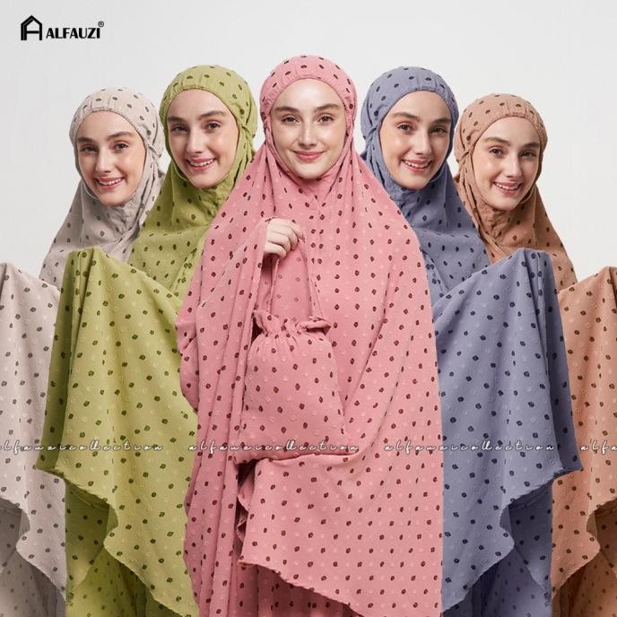 ALFAUZI - MUKENA DEWASA CRINKLE DOT TWOTONE URAGIRI AIRFLOW PREMIUM