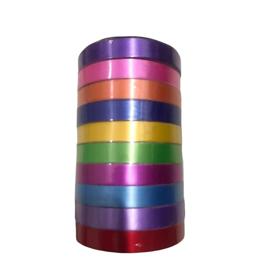 

CG112 Pita Jepang / Pita Kado Colour Ribbon 1/2 inch ( 1 Pack Isi 10 Roll ) OBRAL