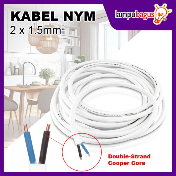NEW Kabel Listrik Tembaga NYM 2x1.5mm / Kabel Listrik Tembaga Asli 3M SNI