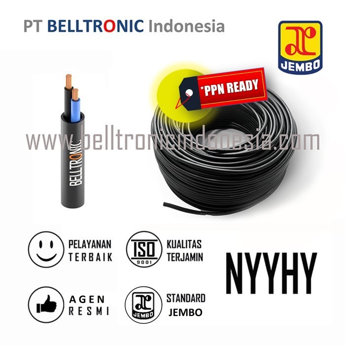 KOMPLIT Kabel serabut ECERAN/ METERAN ,JEMBO,NYYHY 2x1,5 mm/ NYYHY 2x1.5 mm