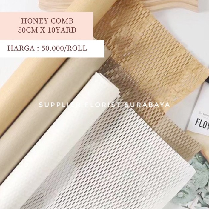 

[1 ROLL 50CM X 10 YARD] KERTAS HONEY COMB WRAPPING BUNGA WRAP KOREAN