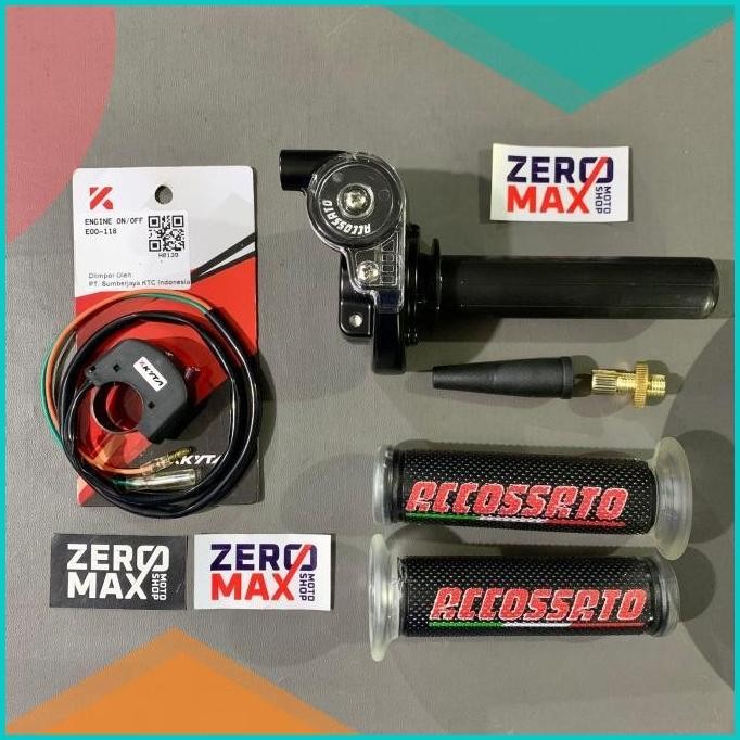 Paket Handgrip Gas Spontan Accossato Racing 1 Kabel Gas + Saklar KTC 1