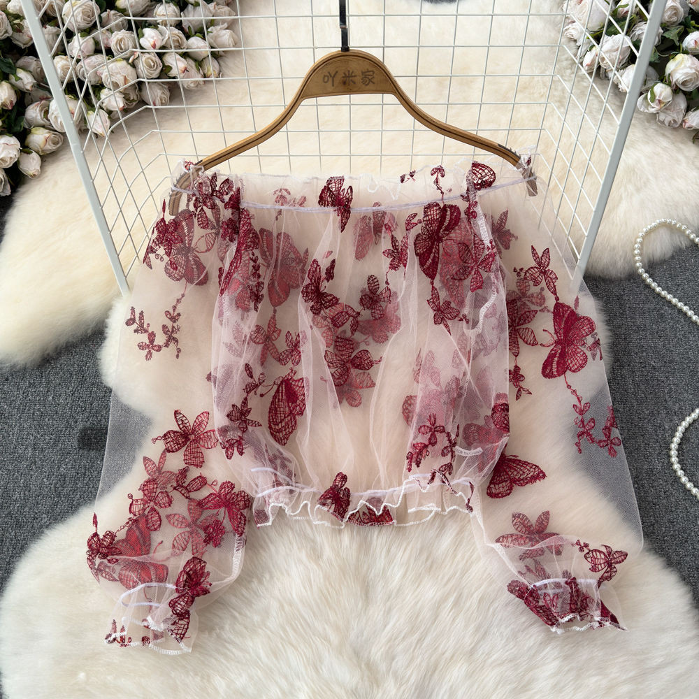 Butterfly embroidered Lace Fabric Yarn-Dyed Embroidered Three-Dimensional Elegant Butterfly Top