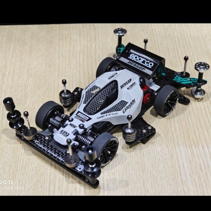 Tamiya Damper Style Chasis super 2 carbon Avante jr silver repaint Ori