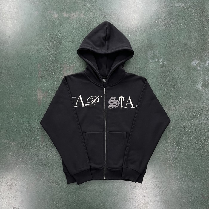 Trapstar Script Zip Through Hoodie Tracksuit - Black/Washed