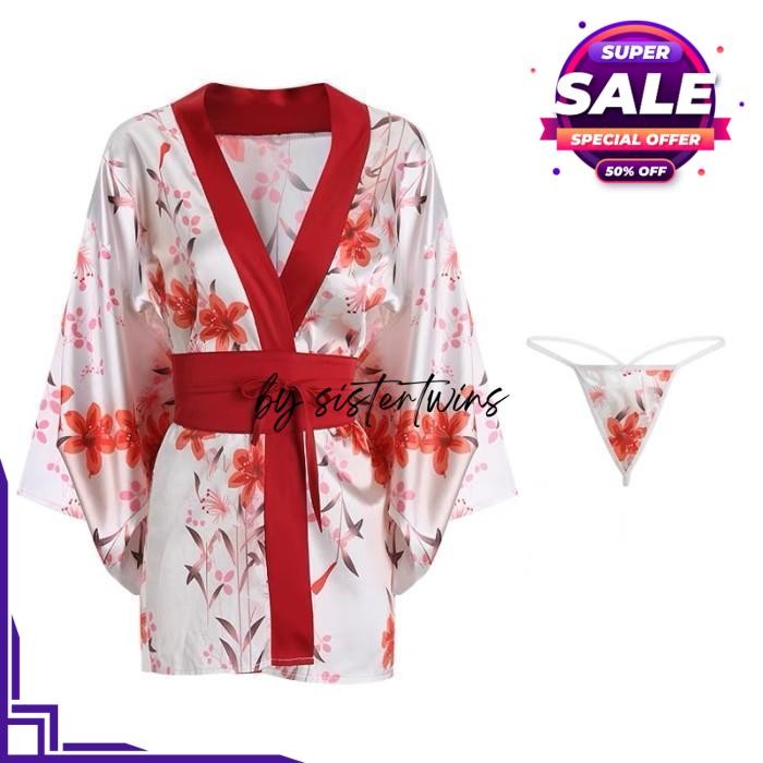 KIMONO SEXY HOT LINGERIE WANITA BAJU TIDUR MOTIF JEPANG SET BY SISTER TWINS STORE HIGHT CLASS 
