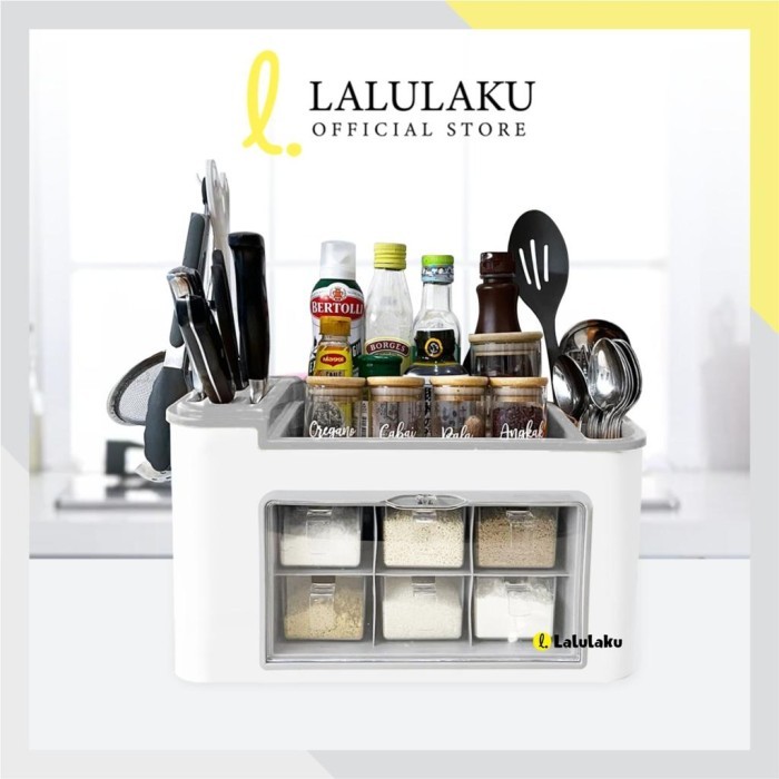 

La Natuna Tempat Bumbu Dapur Garam Gula Sendok Rak Peralatan Masak
