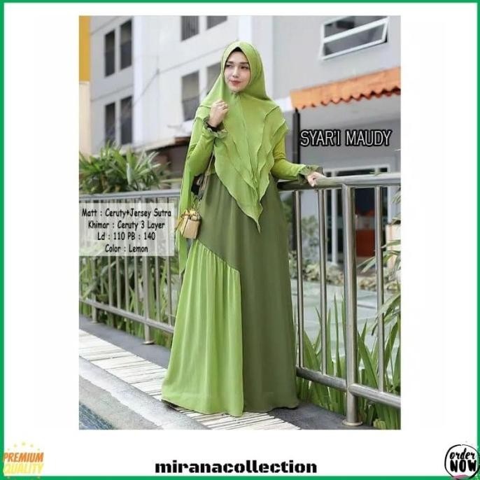 Baru Gamis Syari Maudy Bahan Ceruty Baju Muslim Wanita Modern Terlaris