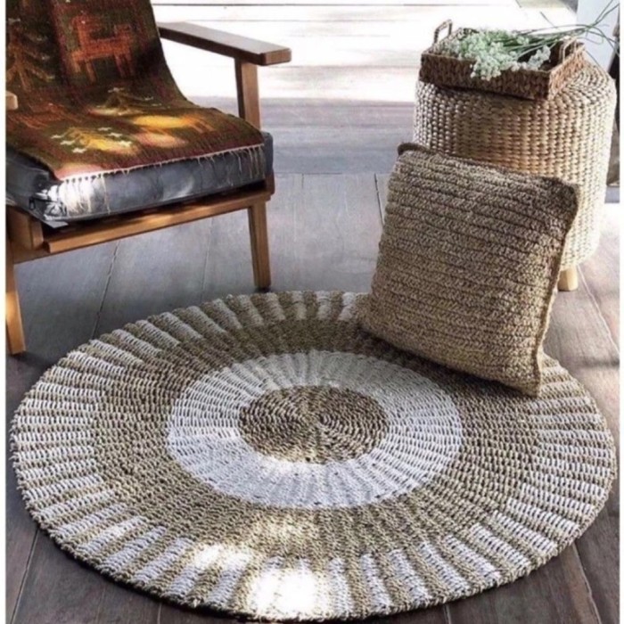 Rug Seagrass List Lurik/ Karpet Anyaman Seagrass / Karpet big D 150 CM