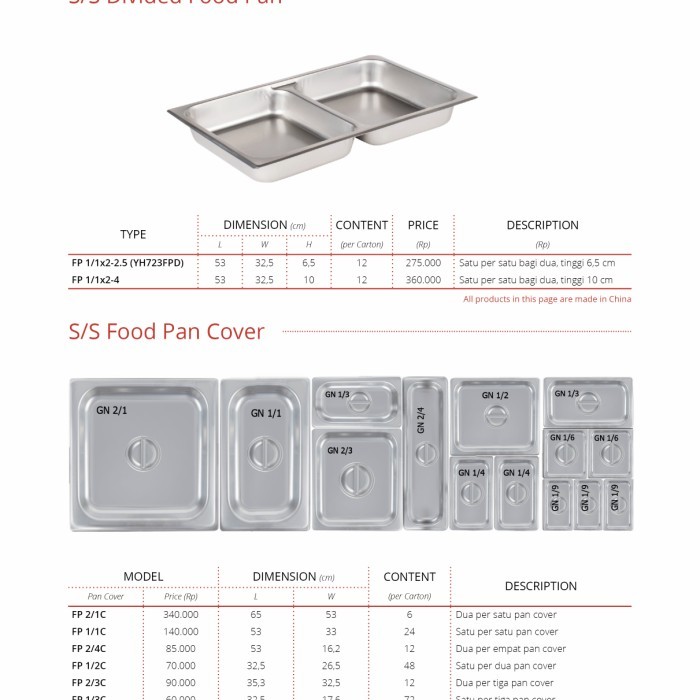 1 SET GETRA Food Pan + Cover ORIGINAL GETRA