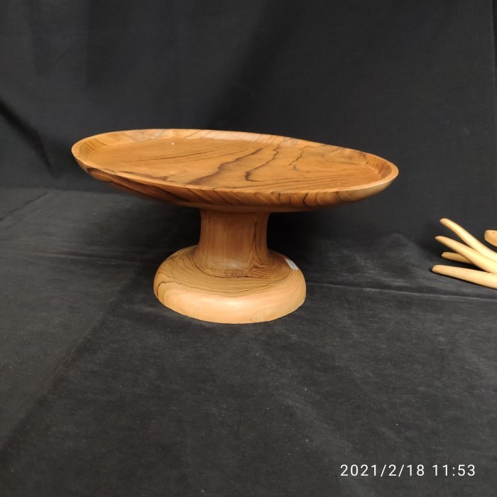 dulang kayu jati 20cm/nampan/baki/tempat kue kayu/macaron display