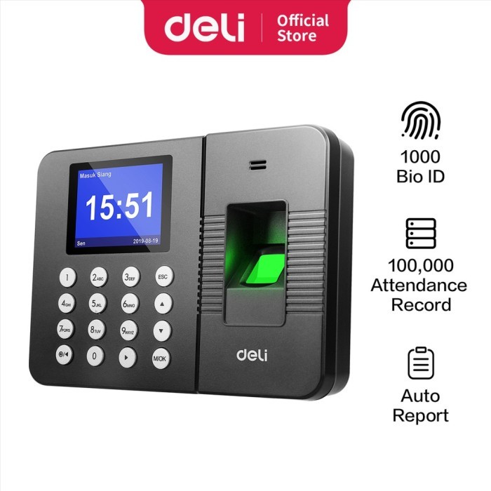 Deli E3960 Mesin Absensi Fingerprint Sidik Jari Deli Finger Print 3960