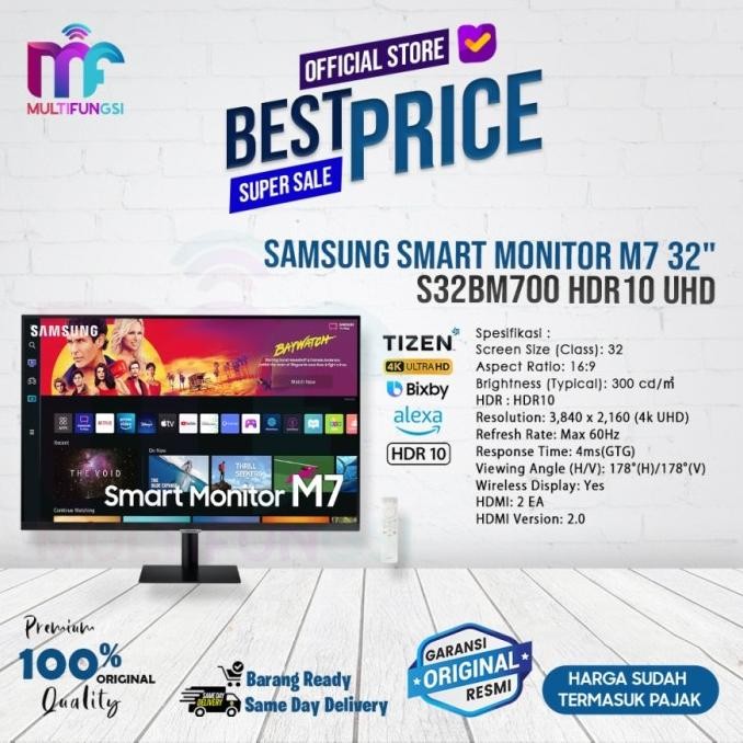 

Samsung Smart Monitor M7 32" S32BM700 HDR10 UHD LS32BM700UEXXD