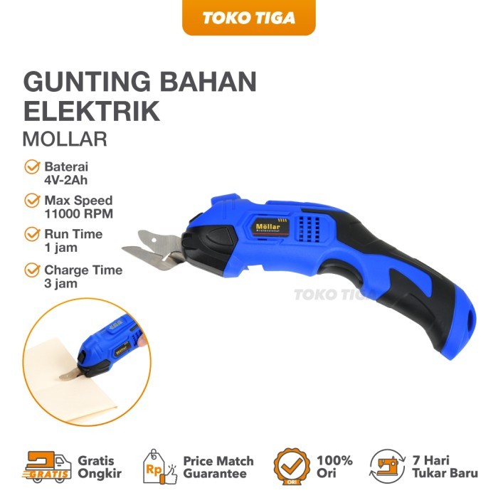 

Gunting Bahan Kain & Kertas Elektrik Multifungsi / Electric Portable Scissor Cutter Mollar