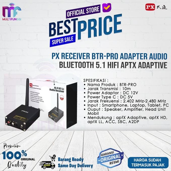 

PX Receiver BTR-PRO Adapter Audio Bluetooth 5.1 HiFi aptX Adaptive