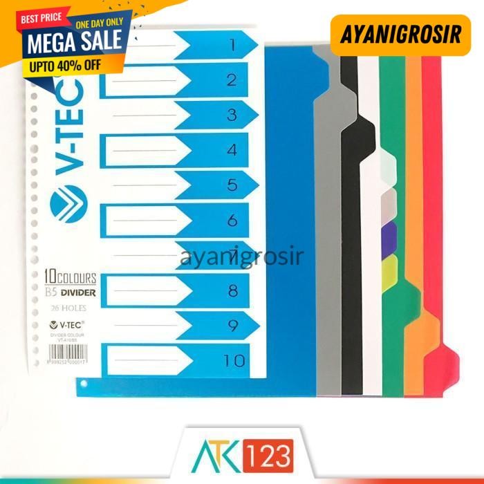 

EKSKLUSIF PEMBATAS / DIVIDER BINDER B5 , 26 HOLES , 10 TABS - V-TEC BY AYANI GROSIR !!