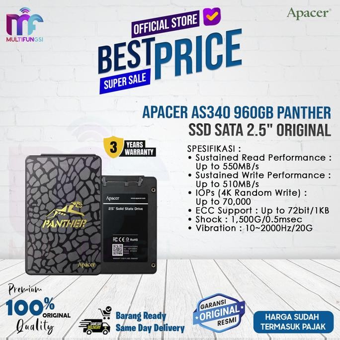 

Apacer AS340 960GB Panther - SSD SATA 2.5" Original