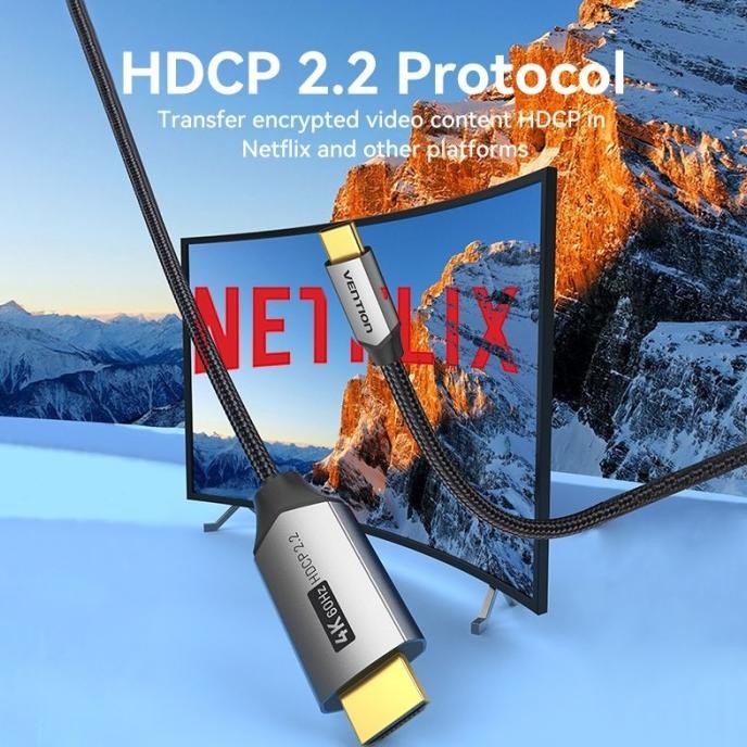 

Vention Cable CRB 1M/1.5M/2M USB-C to HDMI Cotton Braided Kabel Aluminum Alloy Type