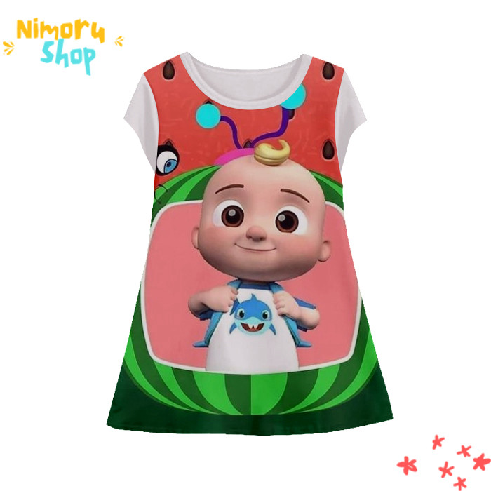 Baju Dress Anak 3D Tunik-Cocomelon-3-designWD Anime Cocomelon Tunik Untuk Usia 1-12 Tahun - NimoruSh