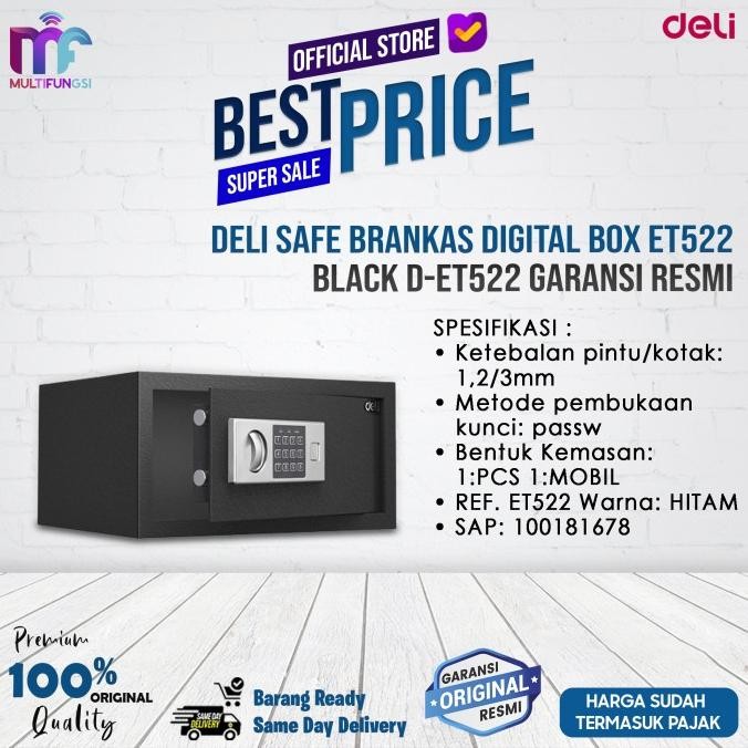 

Deli Safe Brankas Digital Box ET522 Black D-ET522 / T522 Garansi Resmi