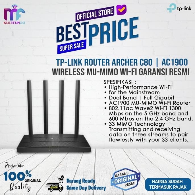 

TP-Link Router Archer C80 | AC1900 Wireless MU-MIMO Wi-Fi Garansi Resmi