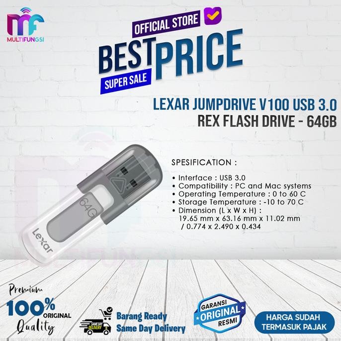 

Lexar JumpDrive V100 USB 3.0 Rex Flash Drive - 64GB