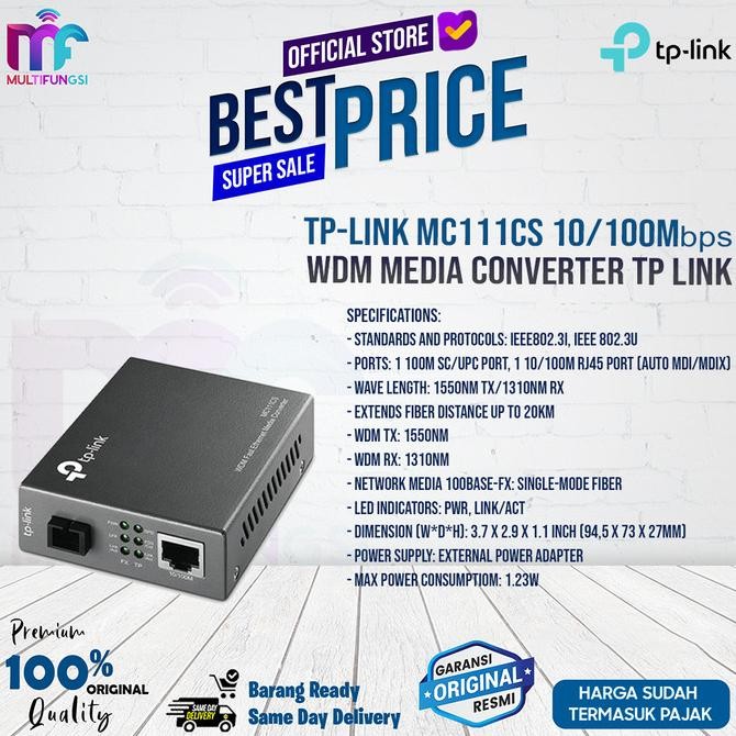 

TP-LINK MC111CS 10/100Mbps Fast Ethernet WDM Media Converter TPLINK