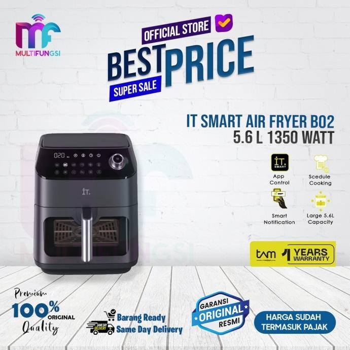

IT Smart Air Fryer B02 - Kapasitas 5.6 L 1350 Watt- B 02 Garansi Resmi