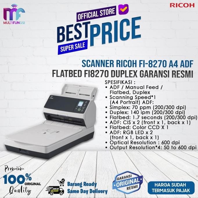 

Scanner Ricoh Fi-8270 A4 ADF Flatbed FI8270 Duplex Garansi Resmi