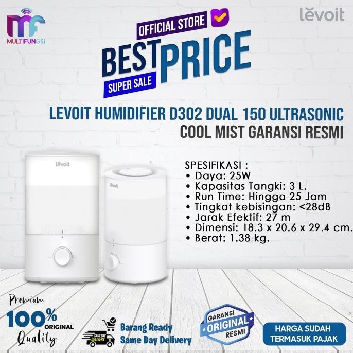 

Levoit Humidifier D302 Dual 150 Ultrasonic Cool Mist Garansi Resmi