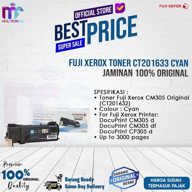 

Fuji Xerox Toner CT201633 Cyan Jaminan 100% Original / Uang Kembali