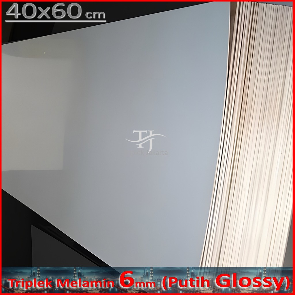 Triplek Putih Glossy 6mm 40x60 cm ( 60x40 cm ) Melamin Glossy 1 Muka | 6 mm 40x60 cm