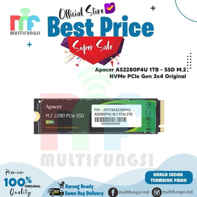 

Apacer AS2280P4U 1TB - SSD M.2 NVMe PCIe Gen 3x4 Original
