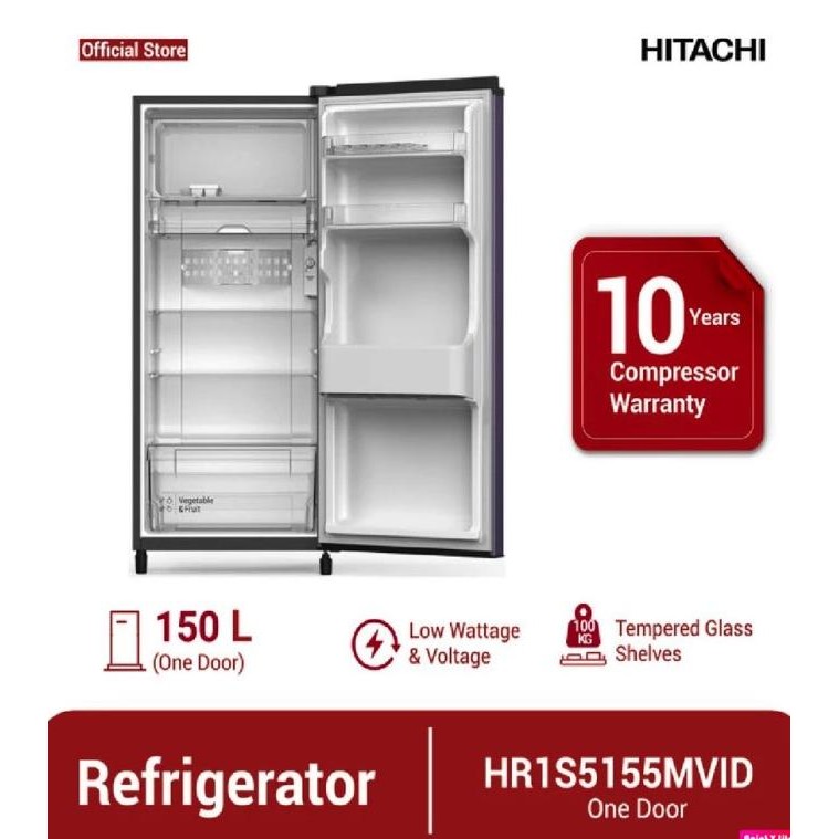 Dijamin Hemat | Hitachi Kulkas 1 Pintu 151L Hr1S5155Mvid