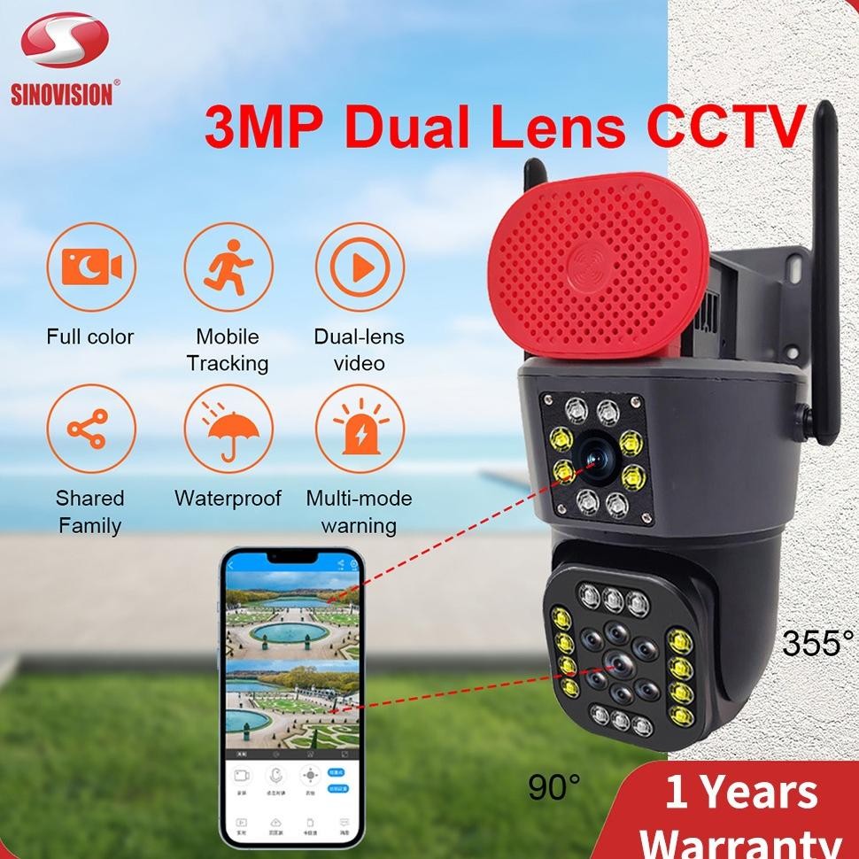 SINOVISION PTZ23 4G /WIFI Dual Lens CCTV 6MP Waterproof Outdoor CCTV Camera