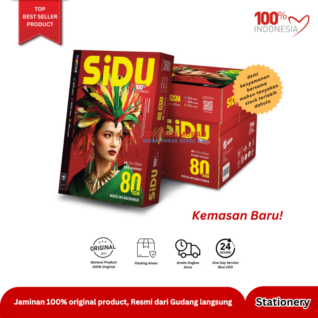 

KERTAS HVS Sidu A4 80 GSM BOX