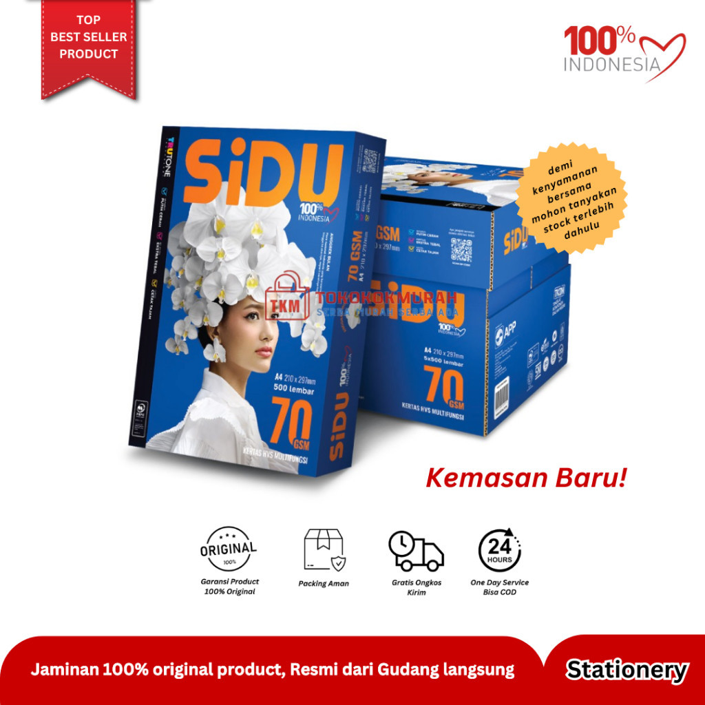 

KERTAS HVS Sidu A4 70 Gr / Rim