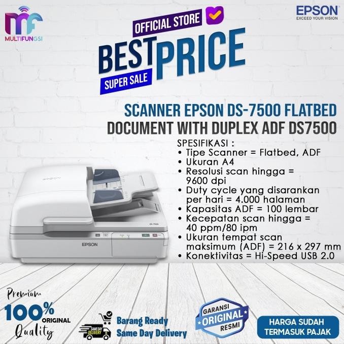 

Scanner EPSON DS-7500 Flatbed Document with Duplex ADF DS7500