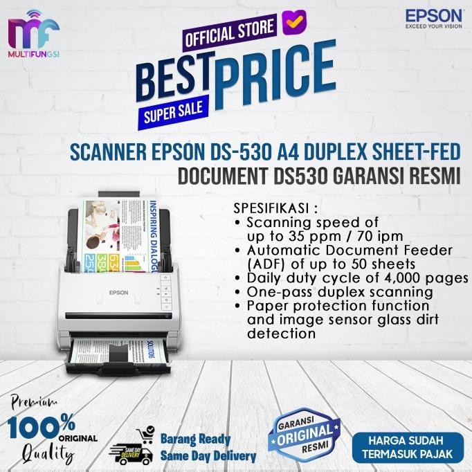 

Scanner EPSON DS-530 A4 Duplex Sheet-fed Document DS530 Garansi Resmi