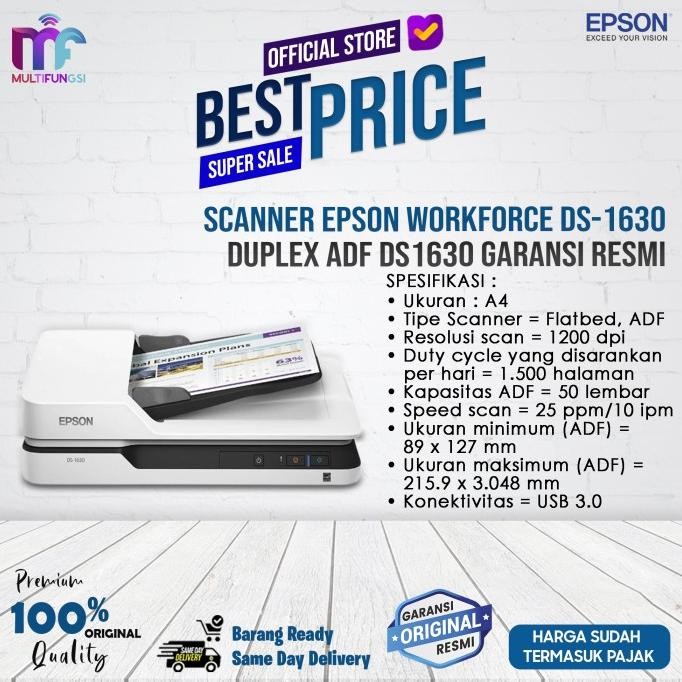 

Scanner EPSON WorkForce DS-1630 Duplex ADF DS1630 Garansi Resmi