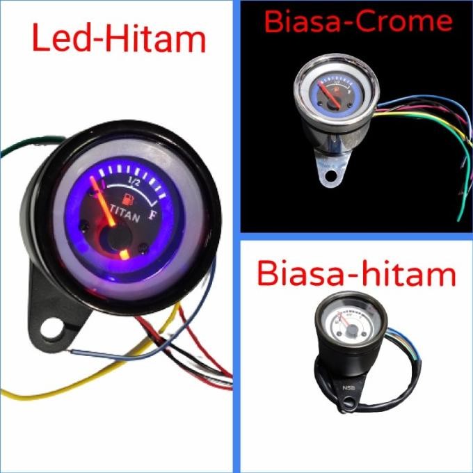 Berkualitas speedometer fuel meter ampere bensin hitam Variasi fuelmeter