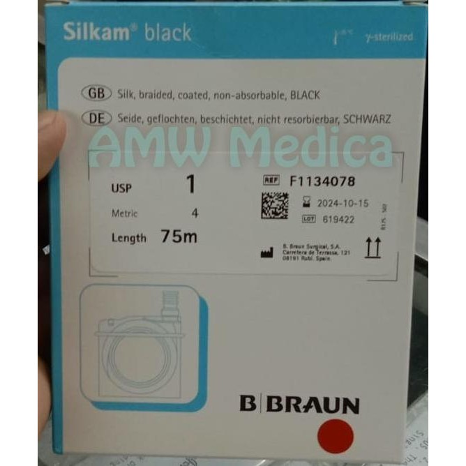 B Braun Benang Silk 1 Silkam Black B|Braun Benang Silk Black Usp 1