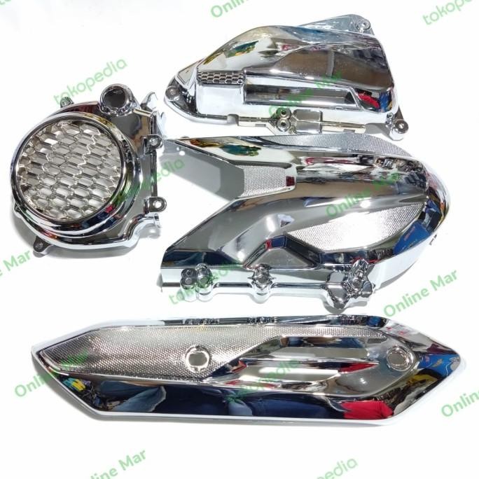 Berkualitas Cover tutup Cvt 1paket Chrome Genio beat street 2020 beat deluxe