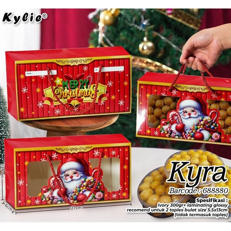 

CR - Box Natal Tali Tenteng Untuk 2 Toples Bulat (per10pc) / Dus Packaging Christmas. TERLARIS