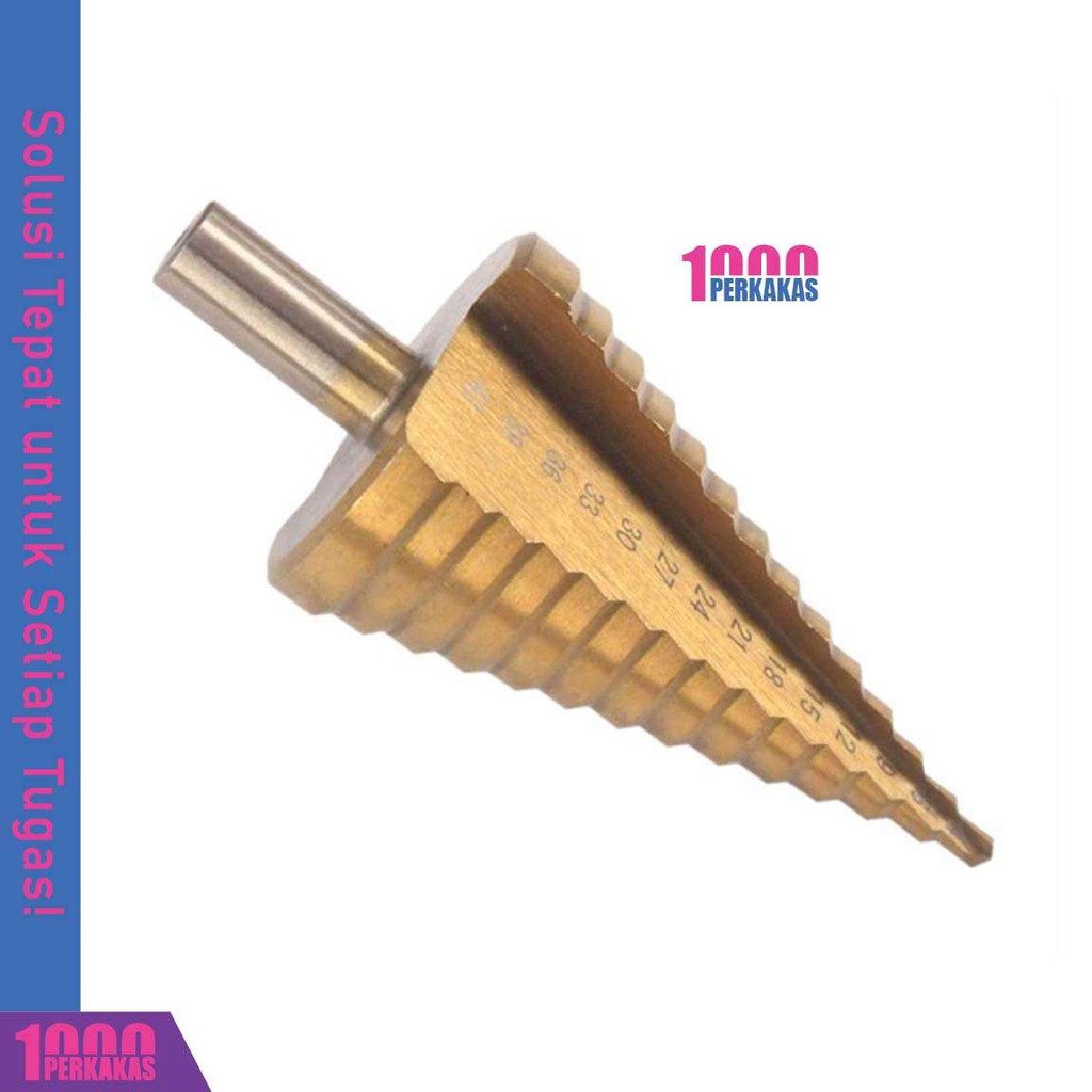 Bor Mata Pagoda 4-42mm 1P / Titanium HSS Drill Besi Kerucut Cone Hole Saw