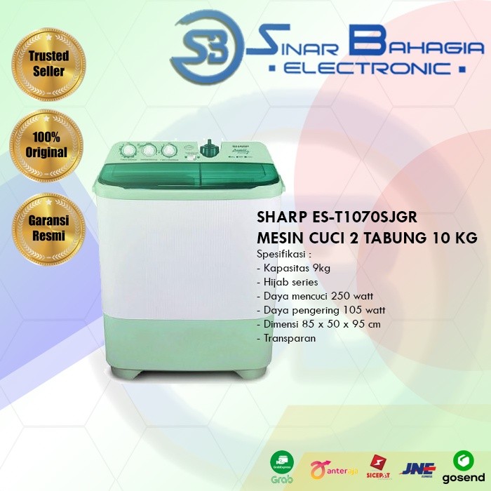 SHARPES-T1070 MESIN CUCI 2 TABUNG 10 KG (NEW) (KHUSUS BANDUNG)