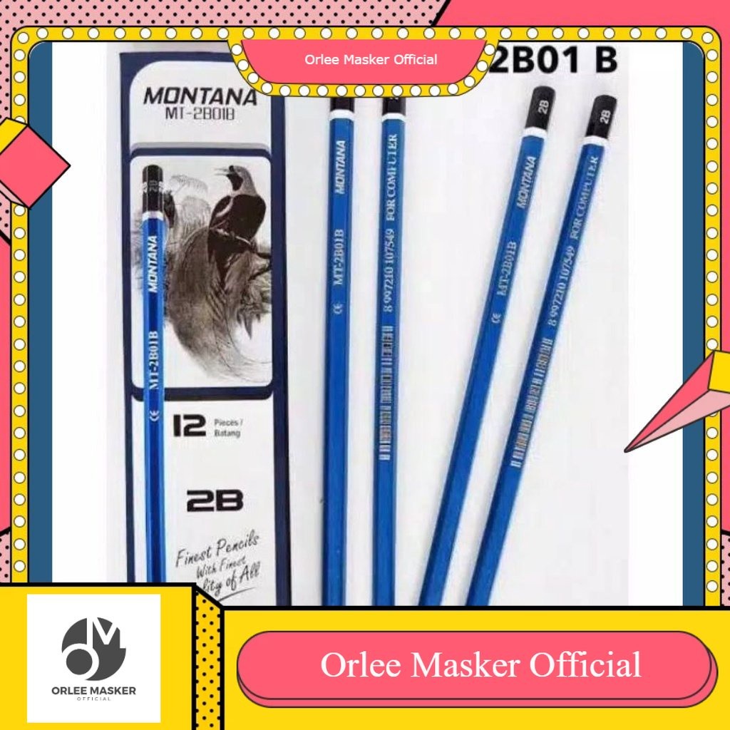 

PENSIL 2B montana harga 1 LUSIN (12pcs) biru dan hijau, pensil untuk komputer