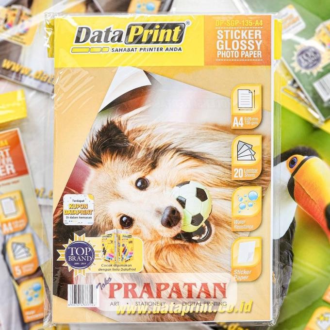 

BARU KERTAS STIKER / DATA PRINT STICKER GLOSSY PHOTO PAPER 135 GSM A4